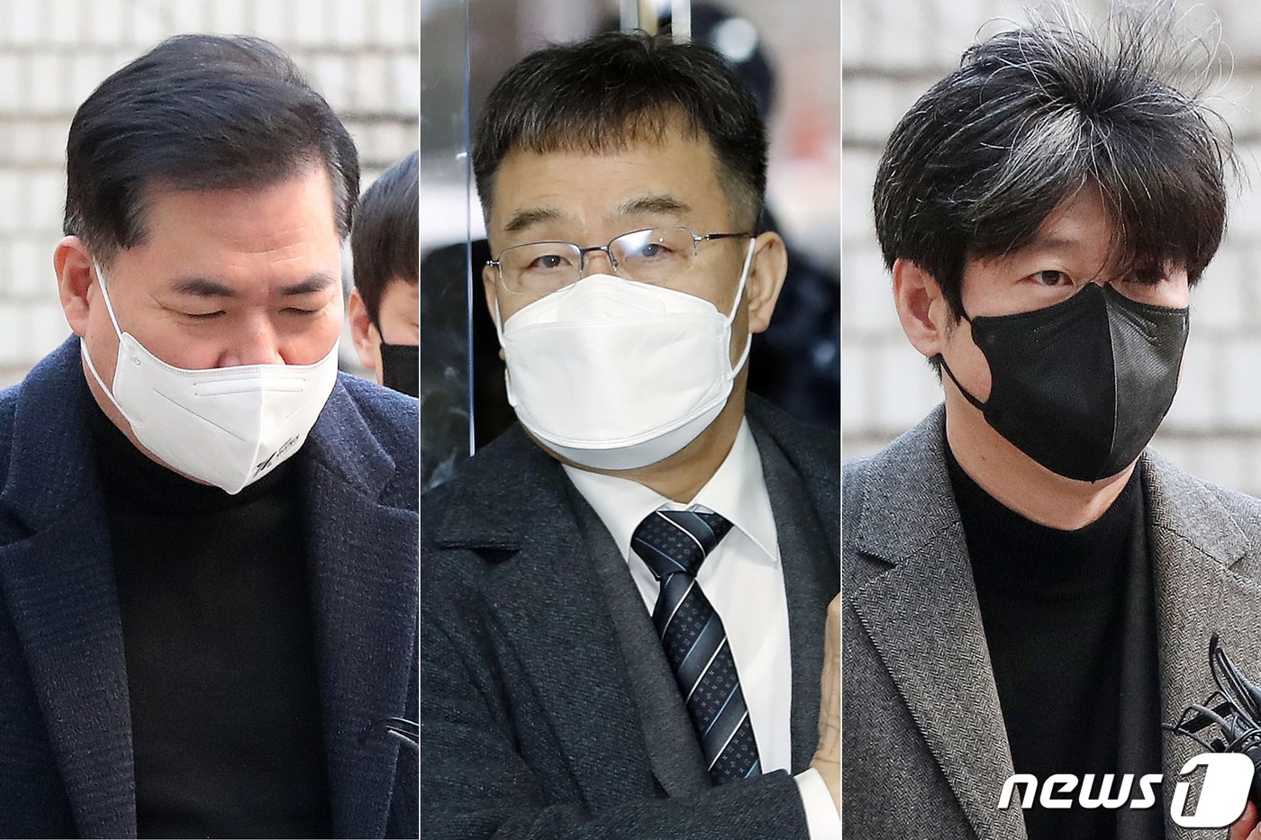 유동규 전 성남도시개발공사 기획본부장(왼쪽부터)과 화천대유자산관리 대주주 김만배 씨, 남욱 변호사 2023.1.27 ⓒ 뉴스1 민경석 기자