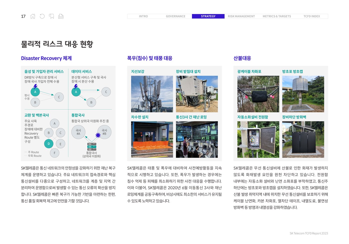 SK텔레콤이 향후 기후변화에 따른 대응 전략을 담은 &#39;2023년 기후변화 재무공개 협의체&#40;TCFD&#41; 보고서&#39;를 발간했다고 13일 밝혔다.&#40;SKT 제공&#41;