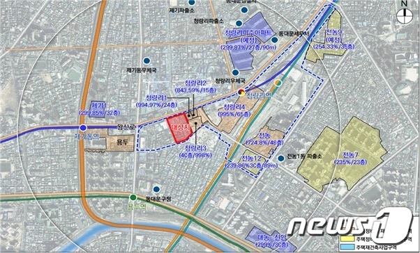 서울 동대문구 용두동 14-1번지 일대 위치도(서울시 제공). 