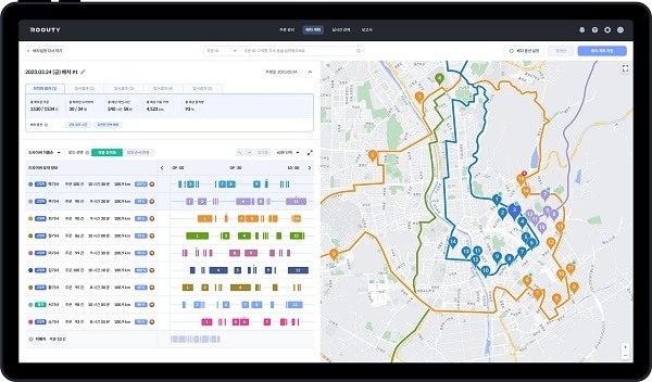 라우팅을 통한 배차 최적화 화면. 사진제공 = 위밋모빌리티