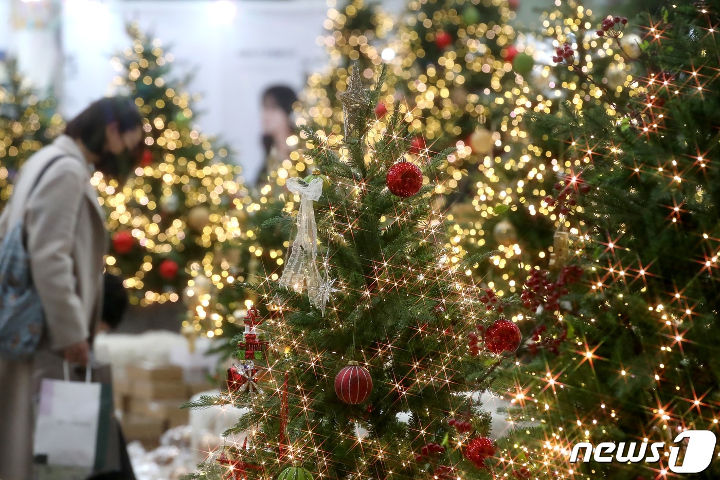 지난해 대구 북구 엑스코에서 열린 '대구크리스마스페어'를 찾은 관람객들이 크리스마스 장식 용품을 살펴보는 모습. ⓒ News1 DB