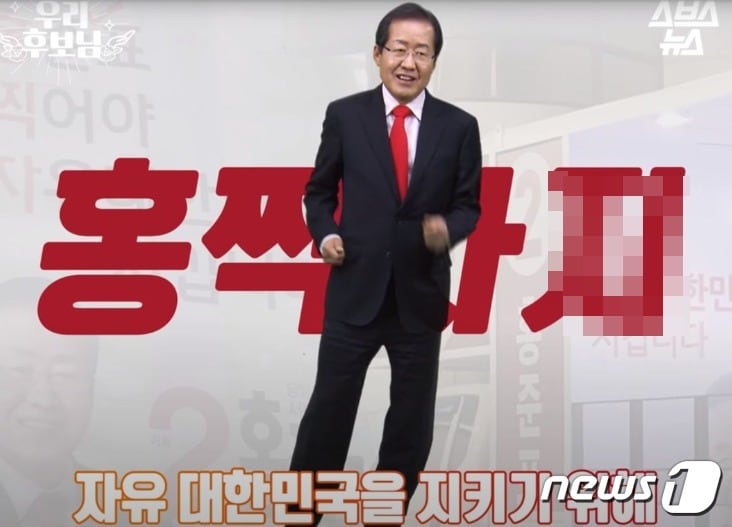 홍준표 대구시장이 2017년 19대 대선당시 선거운동의 하나로 제작한 홍보영상. '홍준표를 찍으면 자유대한민국을 지킬 수 있다'는 내용이다. (SNS 갈무리) ⓒ 뉴스1
