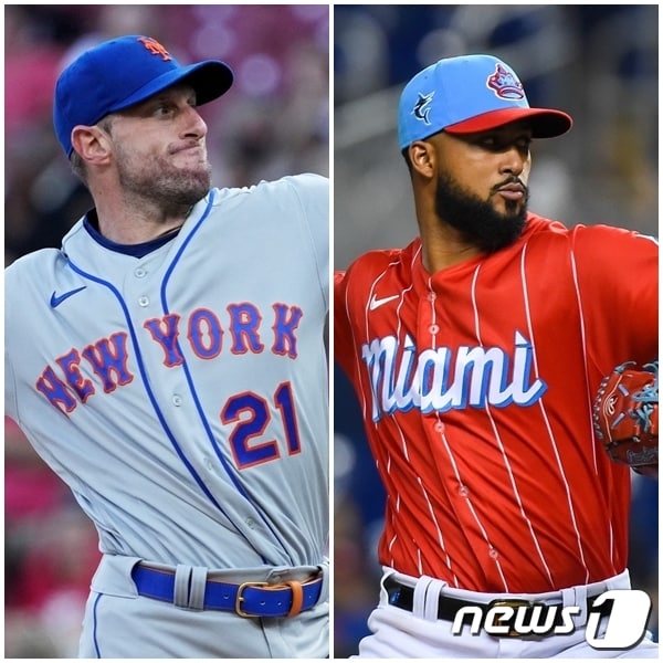 MLB 개막전에서 맞붙는 슈어저(왼쪽)와 알칸타라.ⓒ AFP=뉴스1 