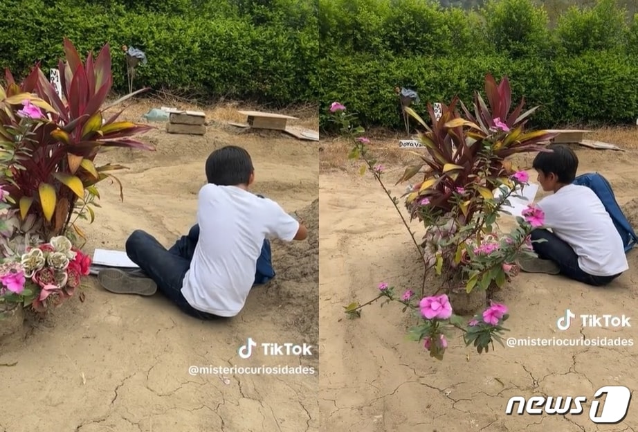 엄마가 보고 싶어 방과 후 매일 돌아가신 엄마의 무덤을 찾아가는 페루 소년 키케. (틱톡)