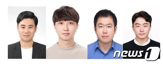 왼쪽부터 김정현(재료공학과 석사과정), 박상윤(재료공학과 석사과정), 조주형(한국표준과학연구원 의료측정팀 선임연구원), 이한얼(전북대학교 신소재공학부 교수)/뉴스1