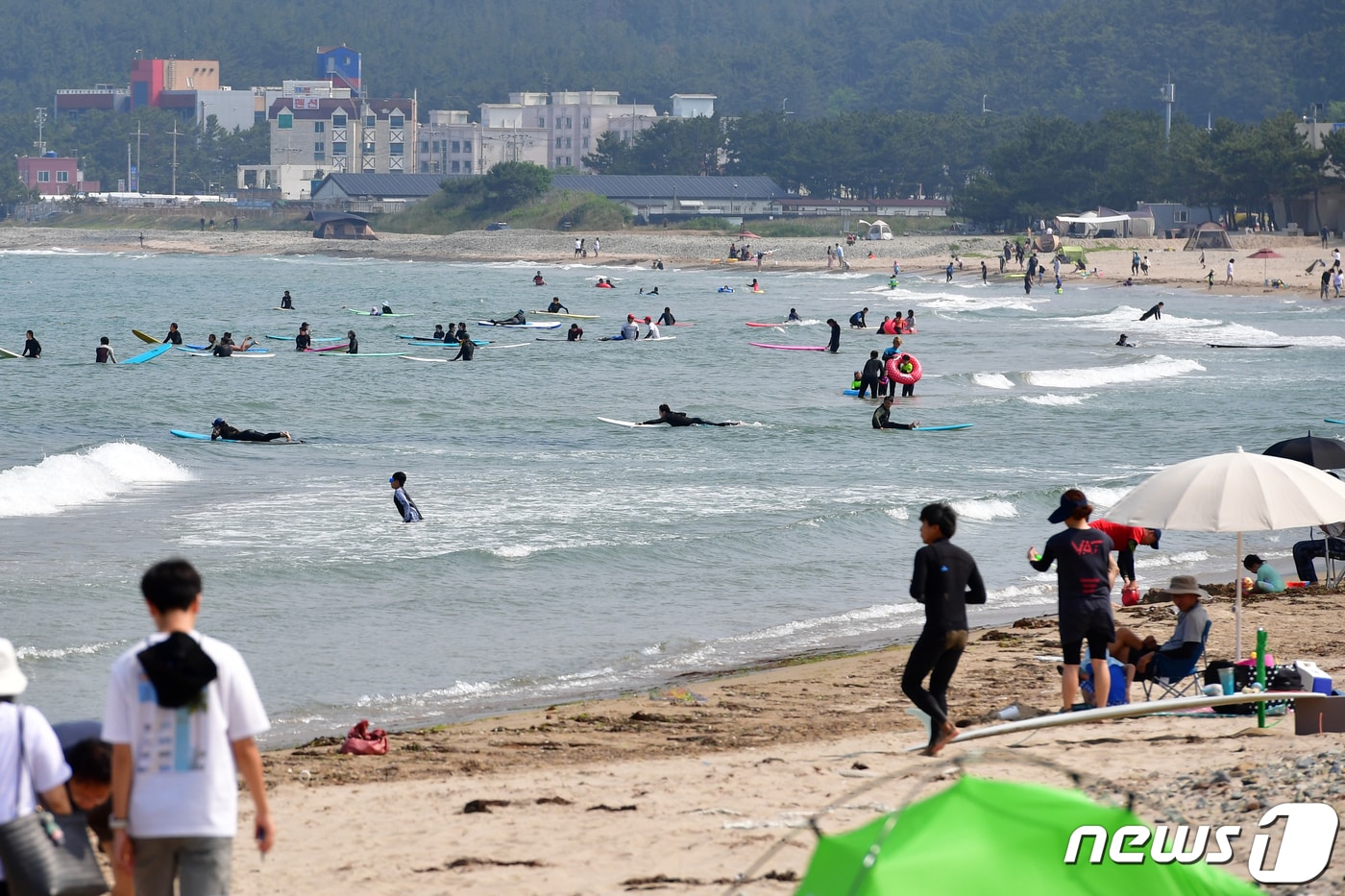 지난 11일 오후 경북 포항시 북구 월포해수욕장에서 시민과 관광객들이 물놀이를 즐기고 있다. 2023.6.11/뉴스1 ⓒ News1 최창호 기자