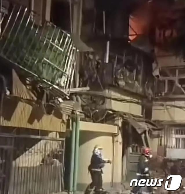  톈진 폭발 사고가 발생한 아파트 단지. 중국 SNS 웨이보 갈무리. 