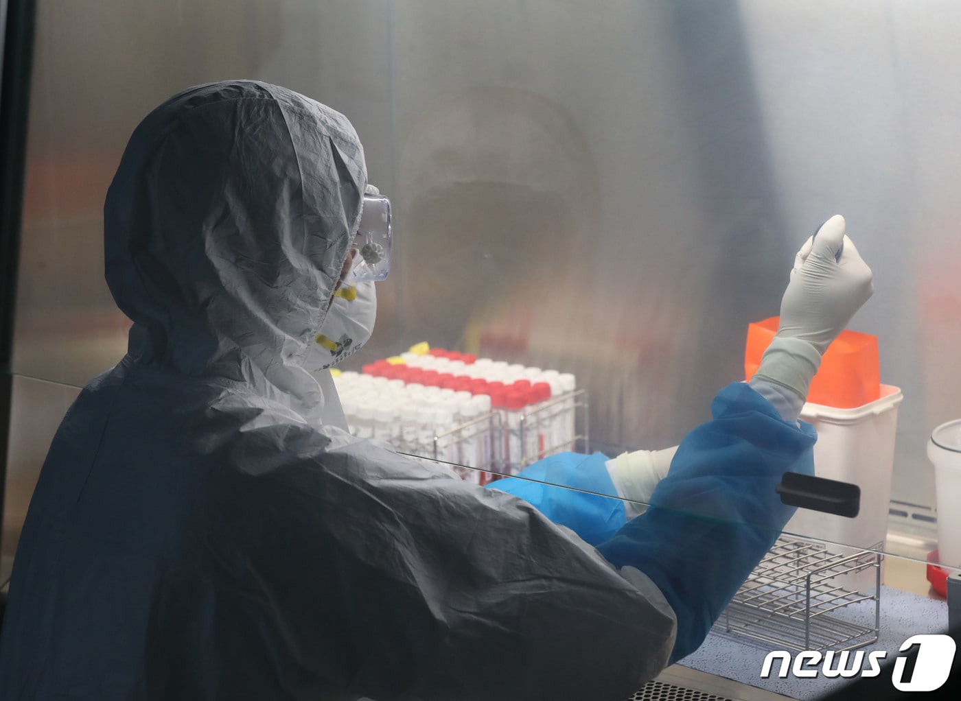 경기 수원시 권선구 경기도보건환경연구원에서 신종감염병팀 연구원들이 메르스 의심검체를 검사하고 있다. .2023.6.19/뉴스1 ⓒ News1