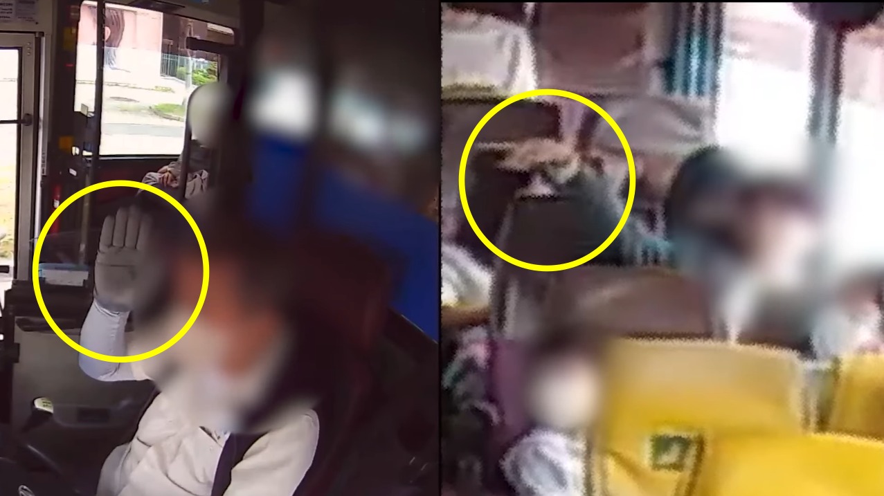 버스기사와 승객이 수신호를 주고받으며 불법촬영범을 붙잡았다. (경찰청 유튜브 갈무리)