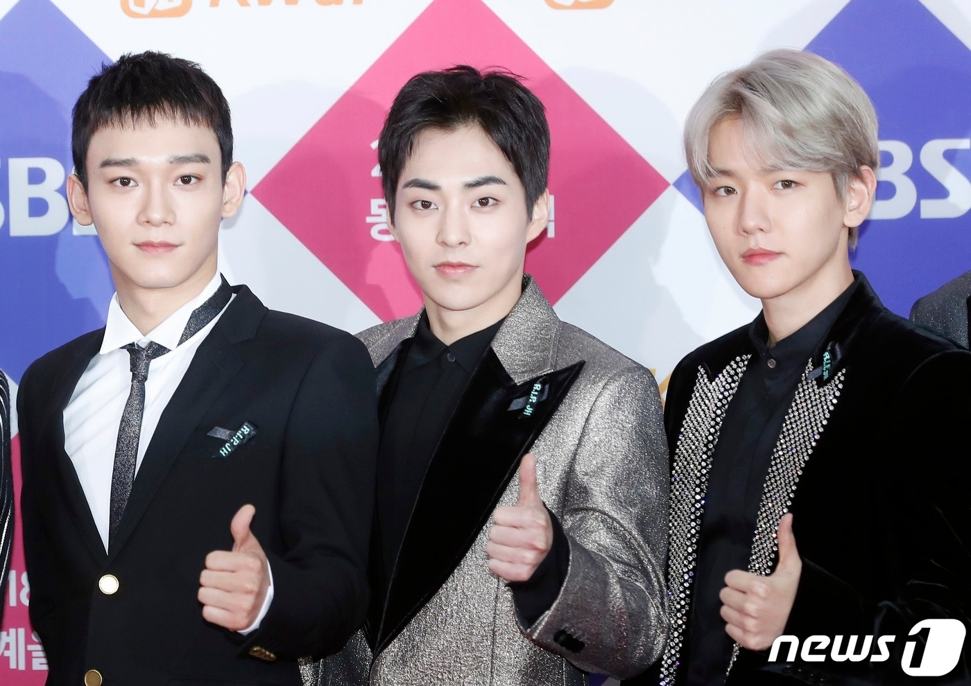 그룹 엑소 멤버 첸(왼쪽부터), 시우민, 백현 ⓒ 뉴스1 권현진 기자