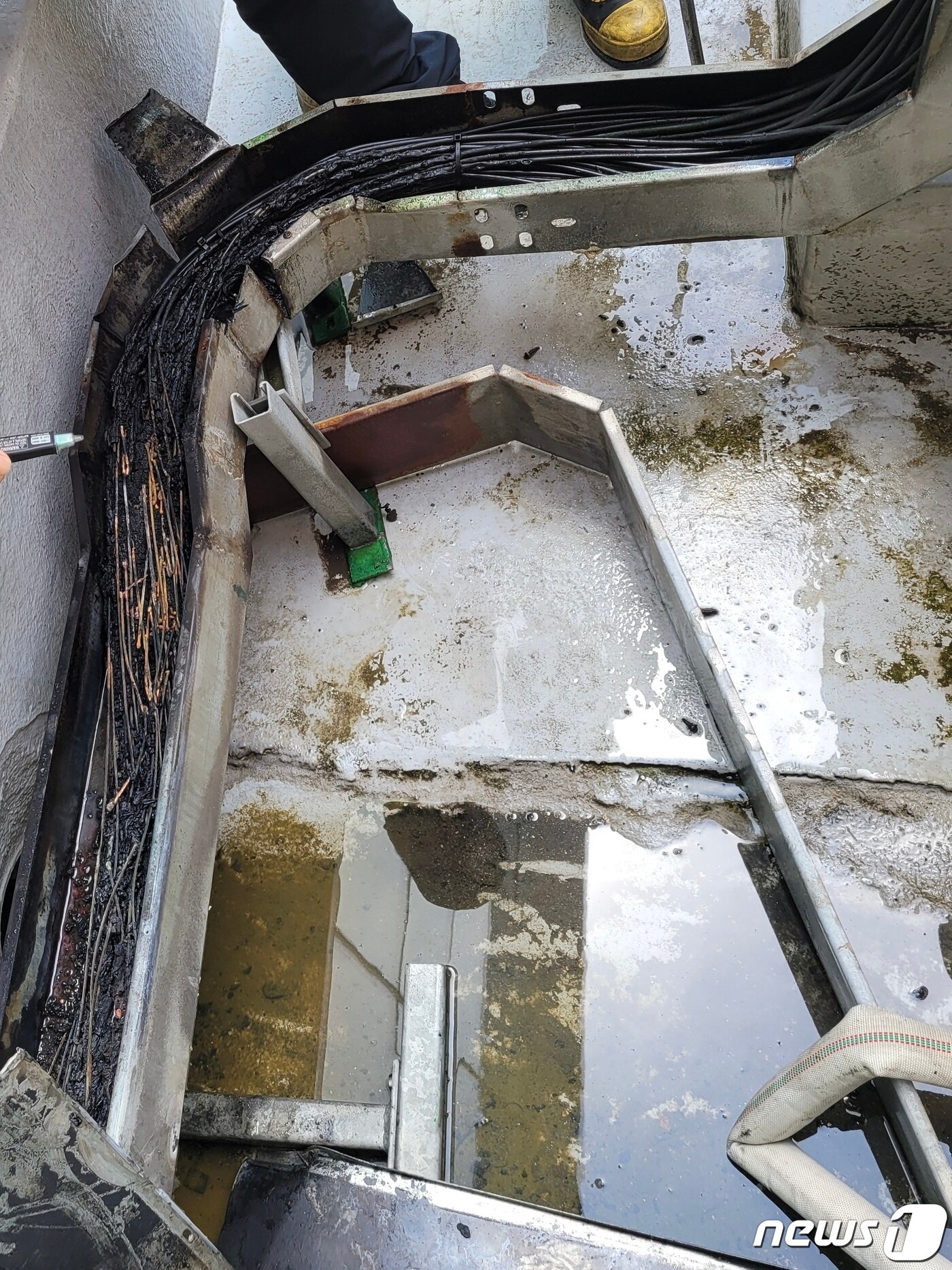 제주의 한 초등학교 옥상 화재 현장.(제주소방서 제공)