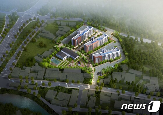 전북 고창군이 신혼부부의 주거안정을 위해 올해부터 공공임대아파트 입주자와 입주예정자를 대상으로 임대보증금 무이자 지원사업을 시행한다.  사진은고수면 황산 공공임대주택 조감도(뉴스1/DB)