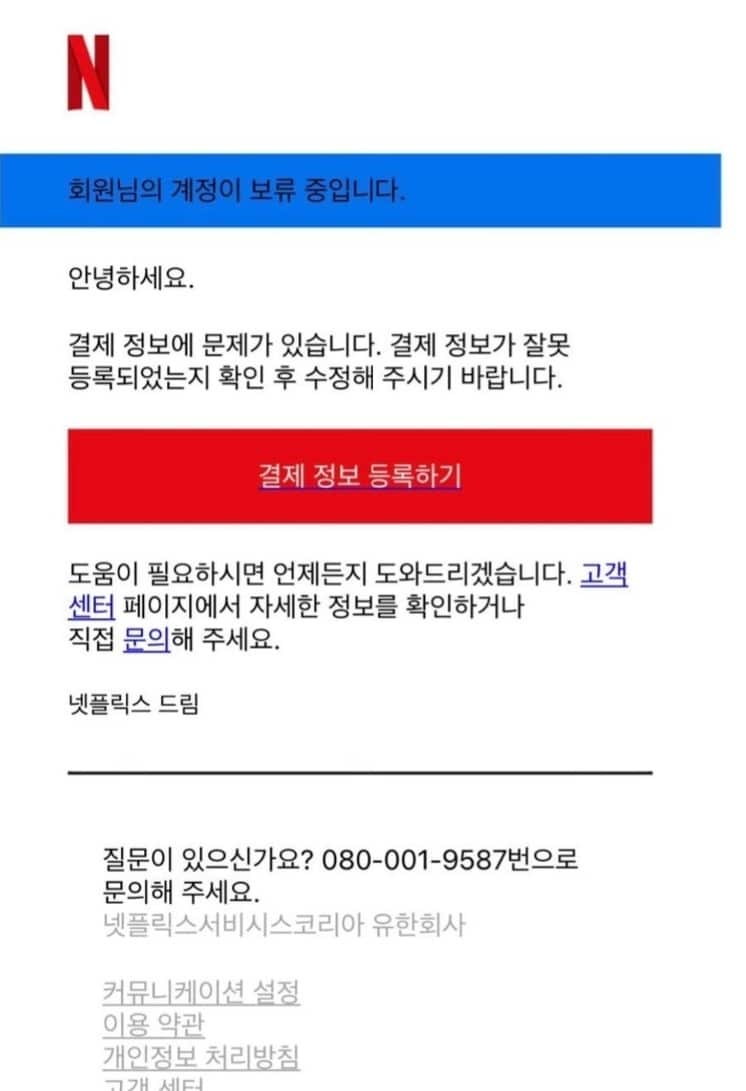 (넷플릭스 피싱 메일 화면 갈무리)