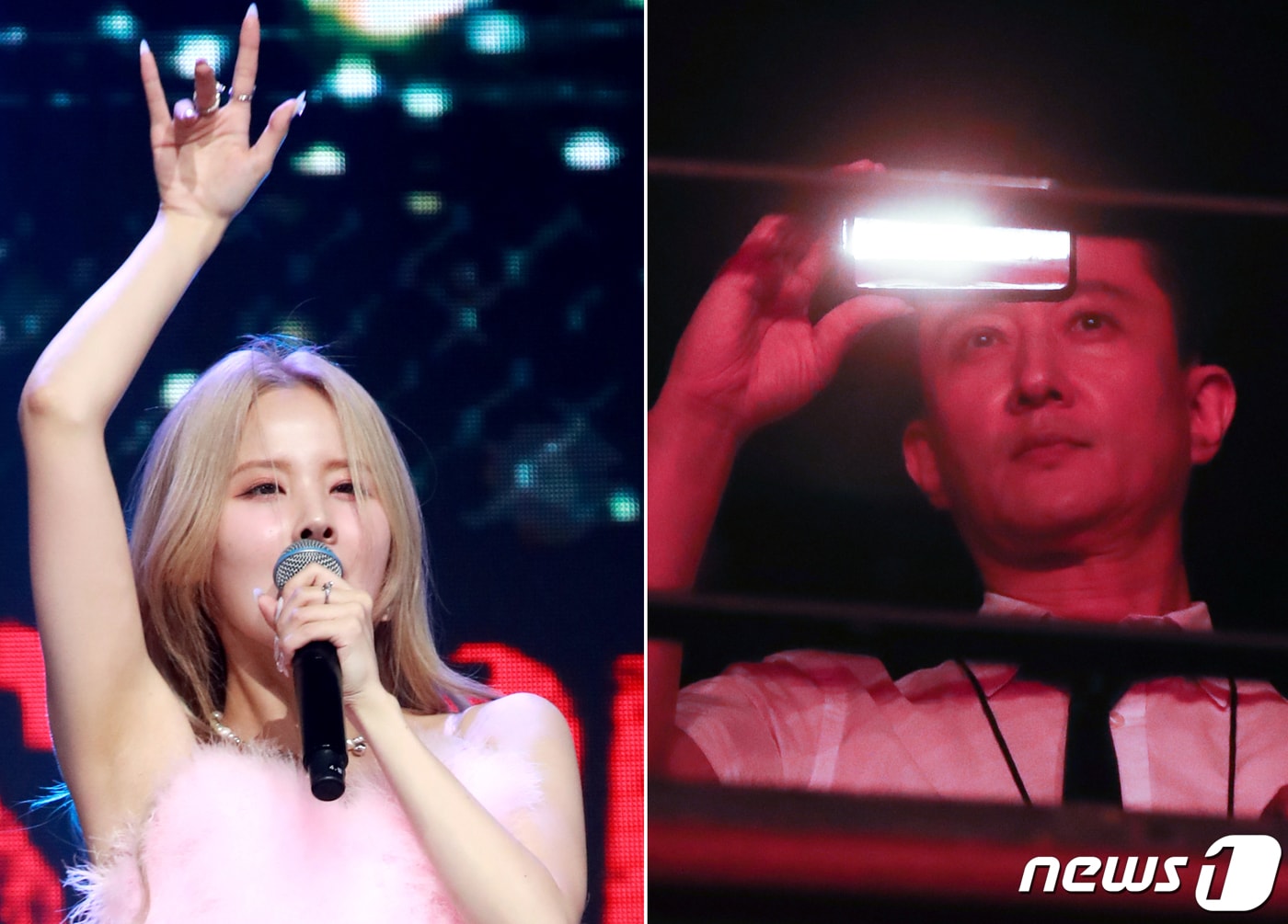 가수 심신(오른쪽)과 그룹 키스오브라이프 멤버 벨 ⓒ News1 권현진 기자