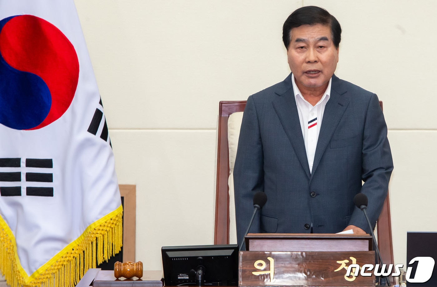 안주찬 구미시의장이 5일 임시회 본회의를 진행하고 있다.(구미시의회 제공) 2023.7.5/뉴스1