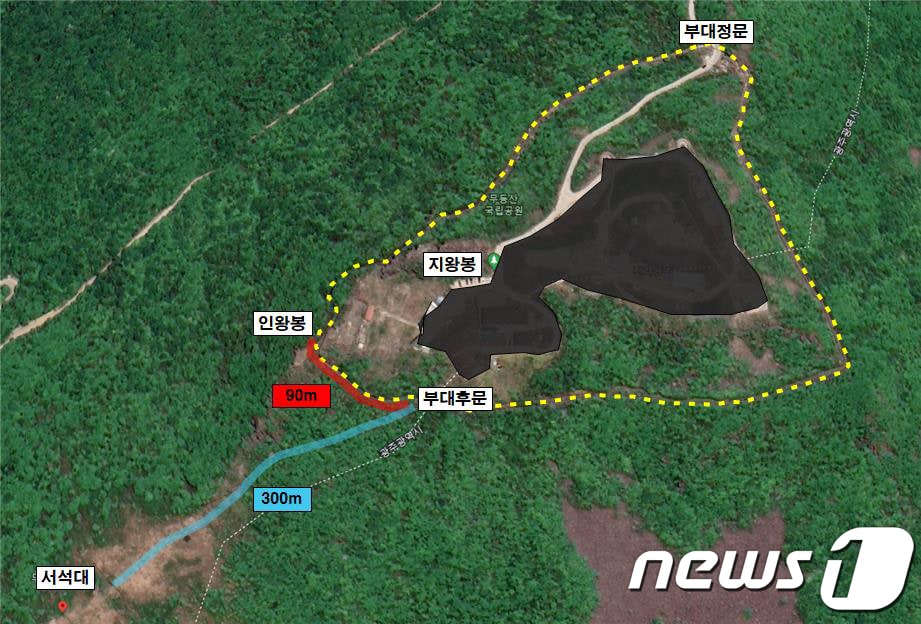 무등산 정상 인왕봉 상시 개방 노선도.&#40;광주시 제공&#41;/뉴스1