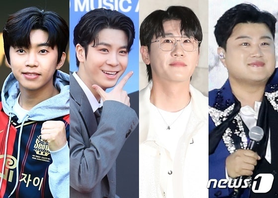 (왼쪽부터) 임영웅, 정동원, 영탁, 김호중 ⓒ 뉴스1