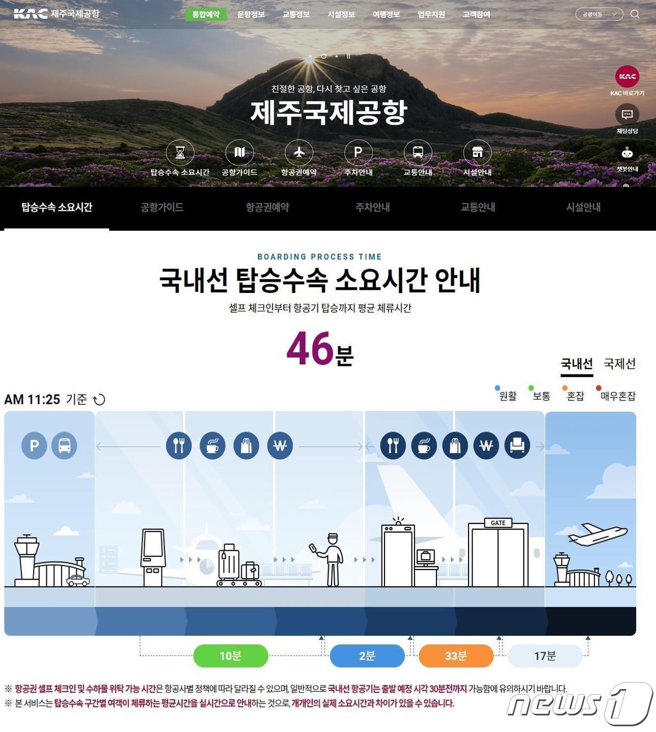 제주공항 홈페이지·스마트공항가이드앱 갈무리.(한국공항공사 제주공항 제공)