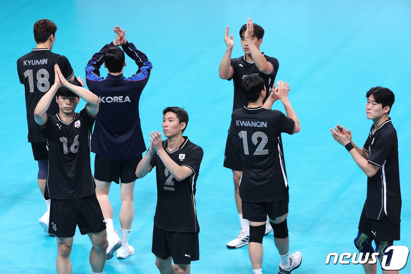 항저우 아시안게임 당시 배구 대표팀. 2023.9.22 ⓒ 뉴스1 신웅수 기자