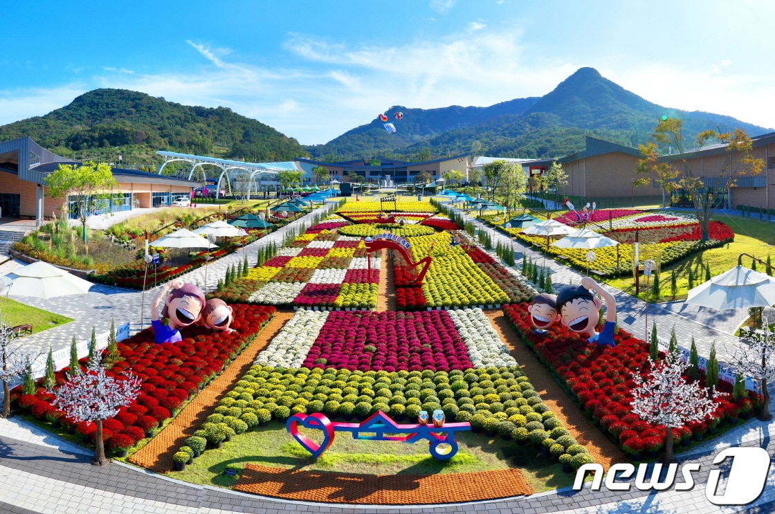 수 많은 국화로 둘러 쌓인 전북 순창군 순창발효테마파크 전경.&#40;순창군 제공&#41;/뉴스1