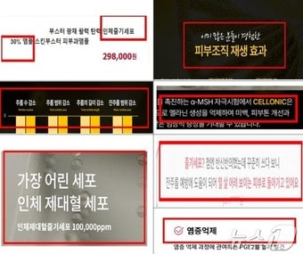 부산시 특사경에 적발된 소비자 오인 우려 광고 문구 - 줄기세포화장품 광고(부산시 특사경 제공)