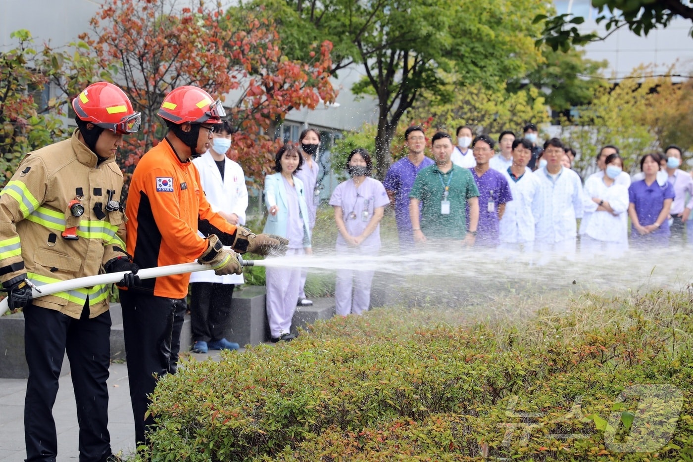 울산대학교병원 민관합동 소방훈련.&#40;울산대학교병원제공&#41;