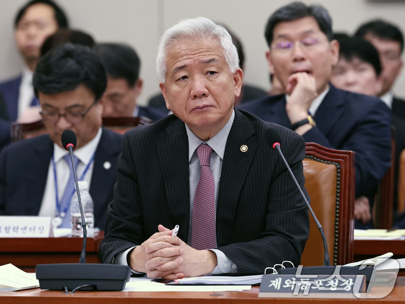 이상덕 재외동포청장이 7일 오전 서울 여의도 국회에서 열린 외교통일위원회회의 외교부 등에 대한 국정감사에 출석해 의원 질의를 듣고 있다. 2024.10.7/뉴스1 ⓒ News1 구윤성 기자