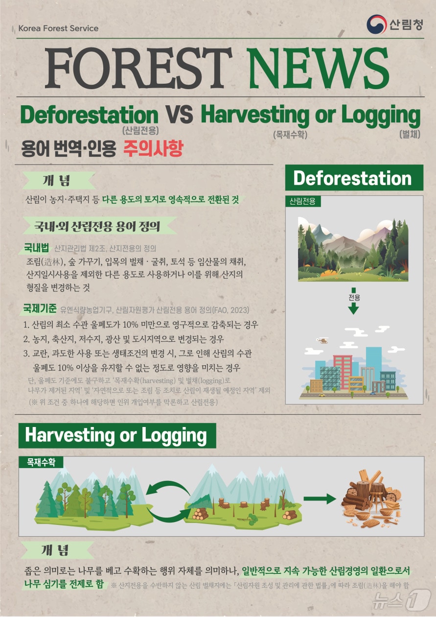 &#39;산림전용&#39; 용어 번역 주의사항