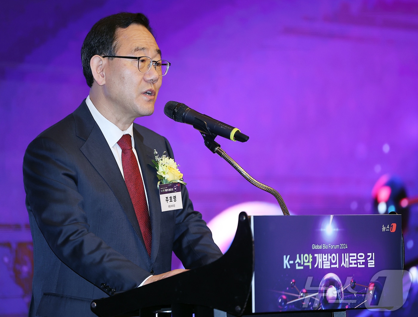 주호영 국회부의장이 지난해 11월21일 오전 서울 영등포구 여의도 콘래드 서울 파크볼룸에서 'K-신약 개발의 길'을 주제로 열린 '뉴스1 글로벌바이오포럼(GBF) 2024'에 참석해 축사를 하고 있다. (사진은 기사 내용과 무관함) 2024.11.21/뉴스1 ⓒ News1 김진환 기자