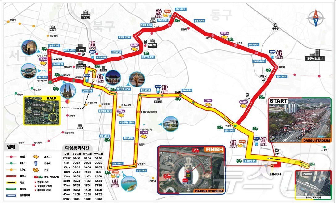해마다 4월에 열리던 대구국제마라톤대회가 내년에는 시기를 앞당겨 2월에 열린다. 이미지는 내년 대회 코스. &#40;대구시 제공&#41;/뉴스1