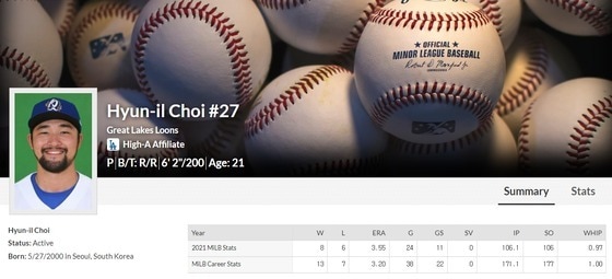  빅리그 무대에 도전 중인 최현일이 팀을 옮겼다. (마이너리그 홈페이지 캡처)