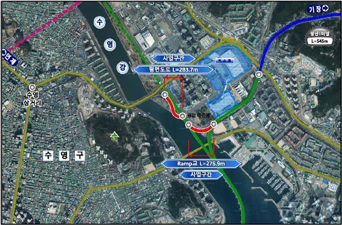 광안대교 연결공사 사업 위치도&#40;부산시청 제공&#41;