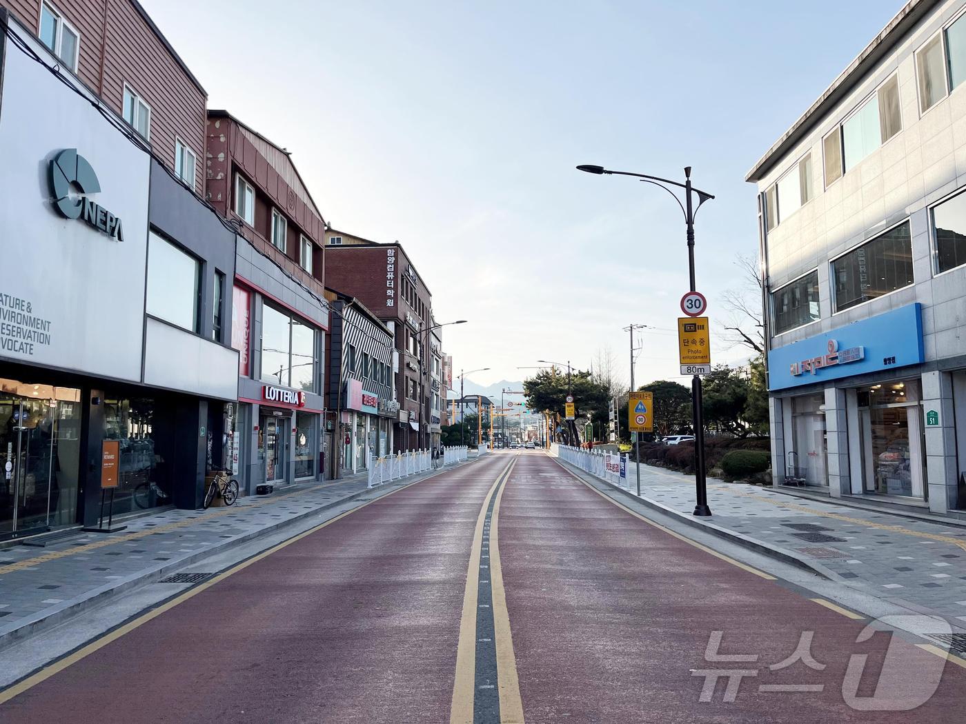 함양군 시가지 지중화 사업 구간(함양군 제공).