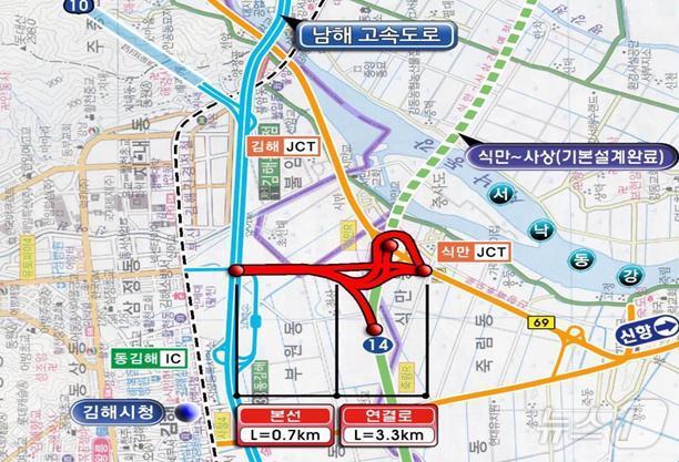 동김해나들목~식만분기점 위치도(부산시청 전경)