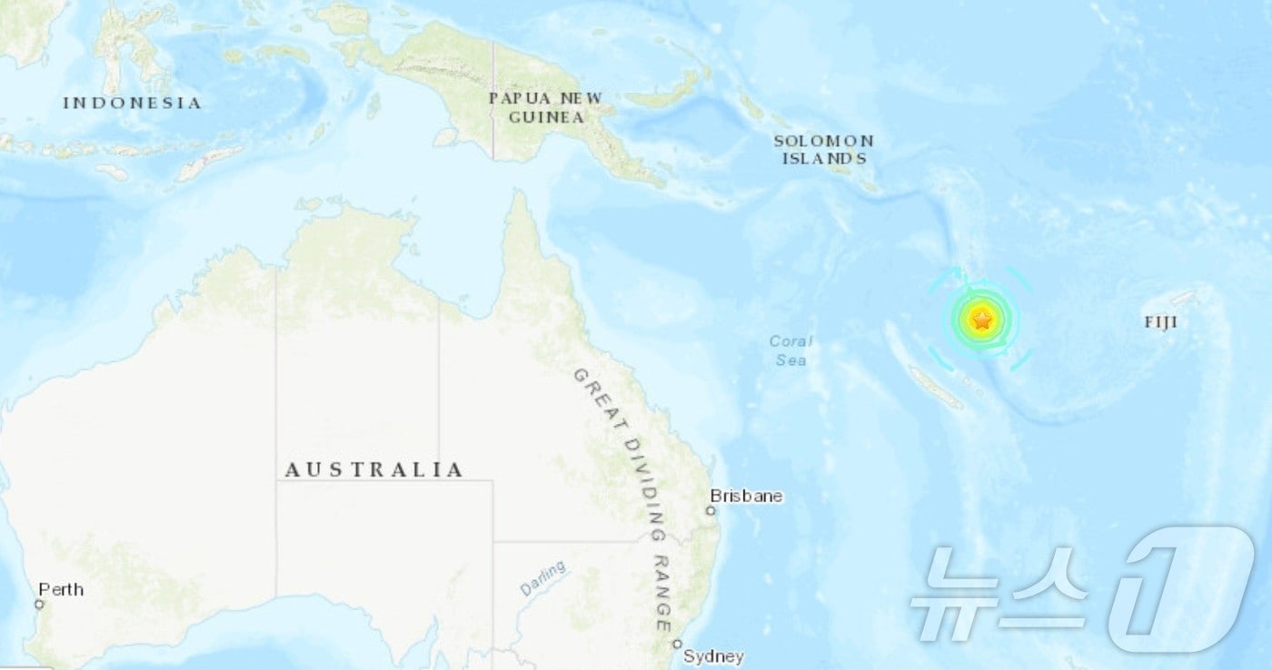 남태평양 바누아투 수도 포트빌라에서 규모 7.4의 강진이 발생했다. 사진=USGS