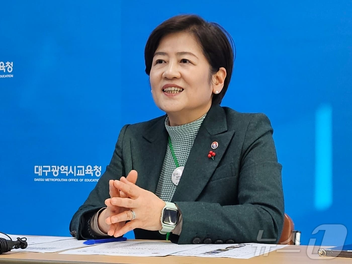 강은희 대구교육감이 2일 대구교육청 기자실에서 내년부터 도입되는 &#39;AI&#40;인공지능&#41; 디지털교과서&#39;와 관련해 기자간담회를 열고 발언하고 있다. &#40;사진은 기사 내용과 무관함&#41; 2024.12.2/뉴스1 ⓒ News1 남승렬 기자