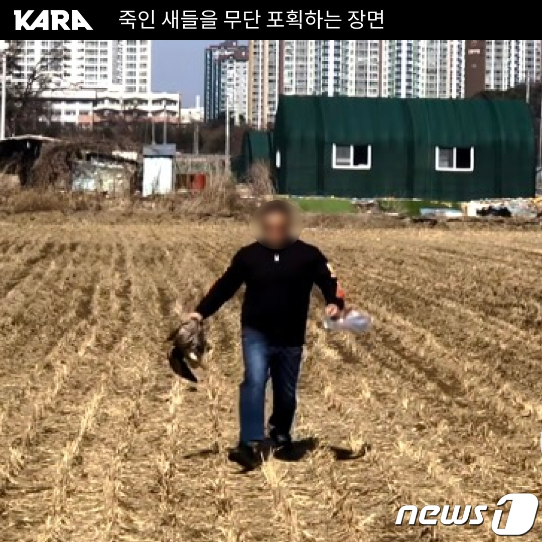 야생동물을 포획한 외국인.(출처 동물권행동 카라)