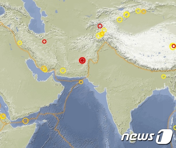 파키스탄에서 규모 5.5 지진이 발생했다. &lt;출처=독일지질과학연구센터&#40;GFZ&#41;&gt;