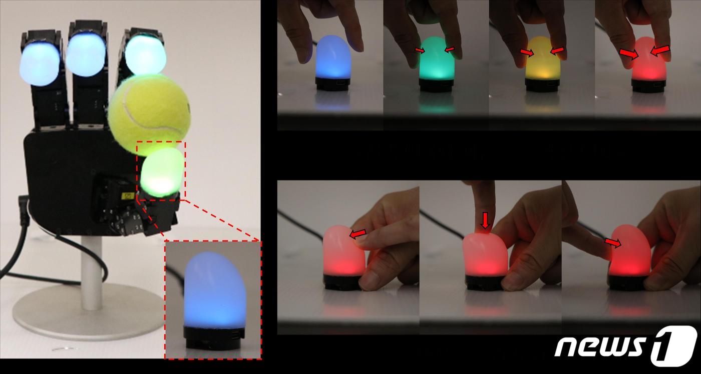 360도 3D 압력 감지 및 압력 변화에 따른 피드백이 가능한 로봇 손가락.&#40;ETRI 제공&#41;/뉴스1
