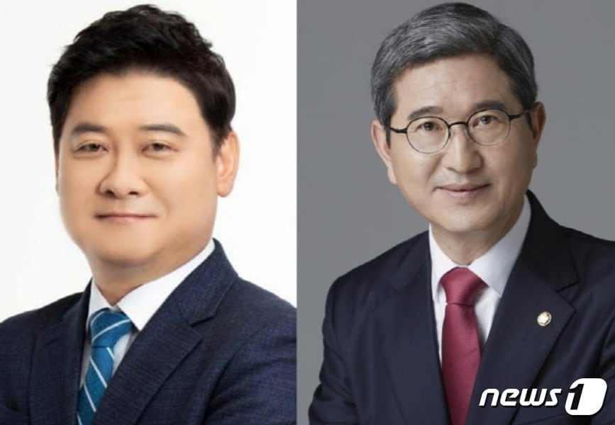 사진 왼쪽부터 윤종군 더불어민주당 후보, 김학용 국민의힘 후보 