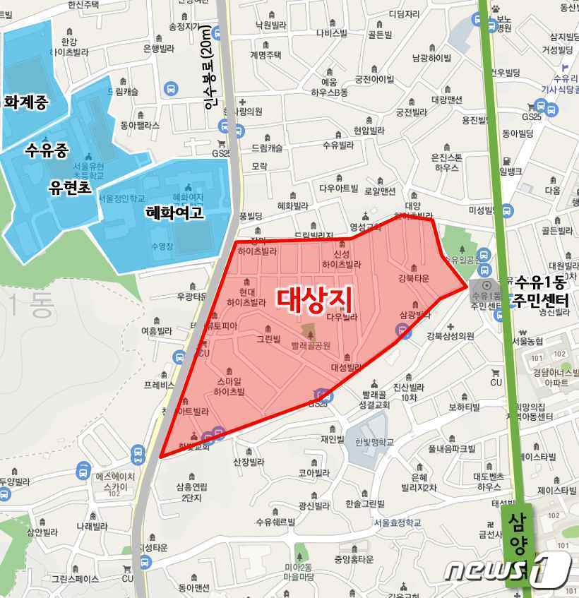  서울 강북구 수유동 486 일대 사업 대상지 위치도 (강북구 제공)