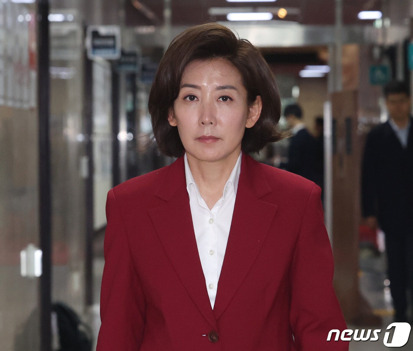 나경원 국민의힘 당선인이 15일 서울 여의도 국회에서 열린 4선 이상 국회의원 당선인 간담회에 참석하고 있다. 2024.4.15/뉴스1 ⓒ News1 송원영 기자