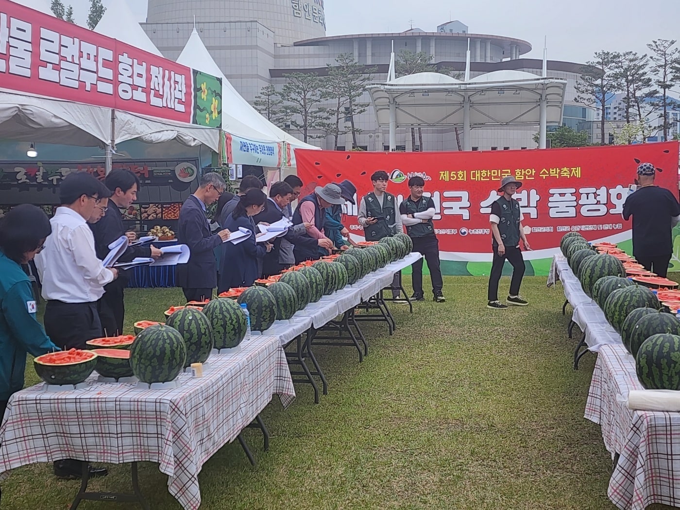  경남 함안에서 열린 ‘제1회 전국 수박 품평회’ 모습. &#40;부여군 제공&#41;/뉴스1