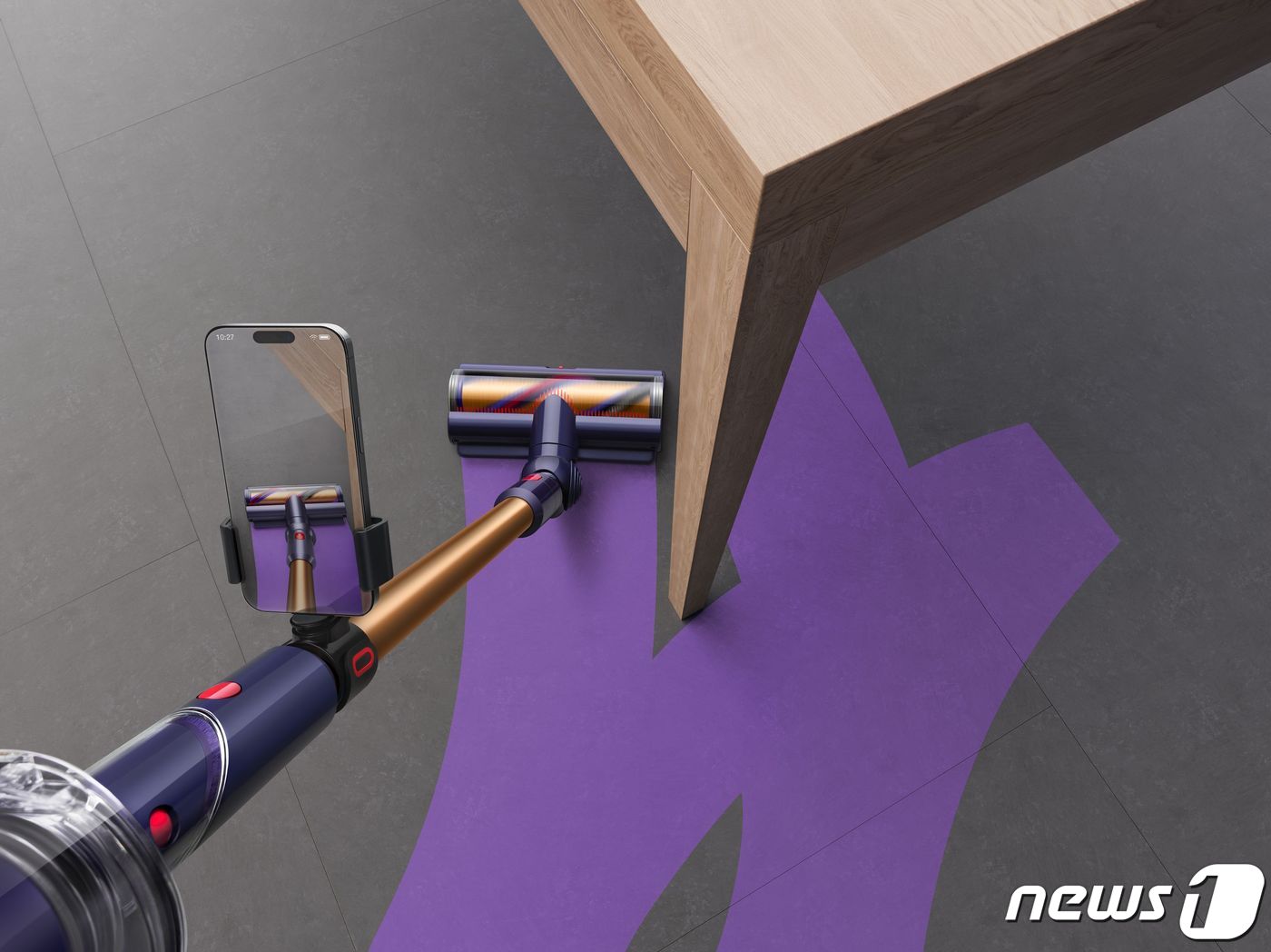 증강현실(AR) 기술을 활용한 다이슨의 '클린 트레이스' 청소 툴. (다이슨 제공)