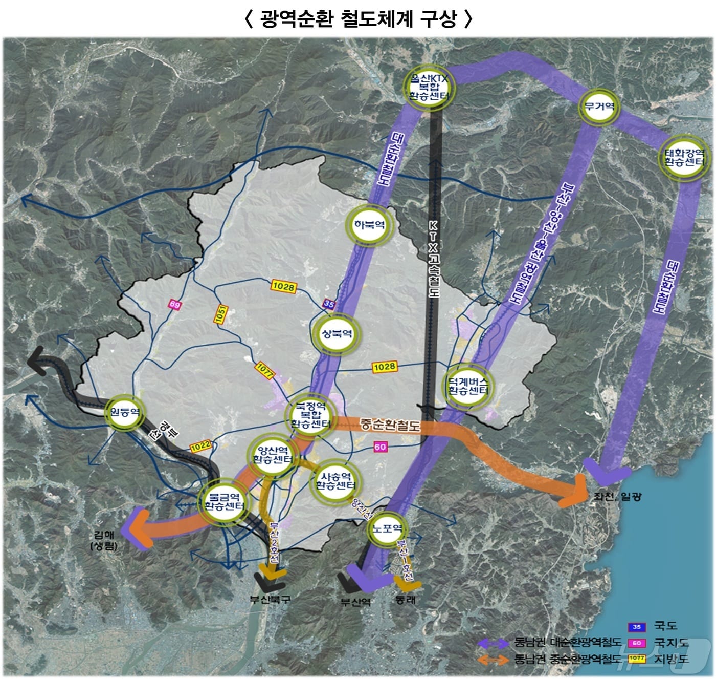 광역철도 도시계획 구상도&#40;양산시 제공&#41; 