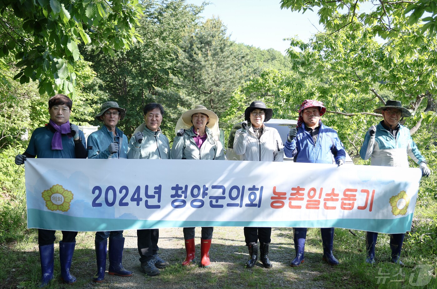 지난 13일 청양군의회 농촌일손돕기 봉사활동 모습. &#40;청양군의회 제공&#41; / 뉴스1