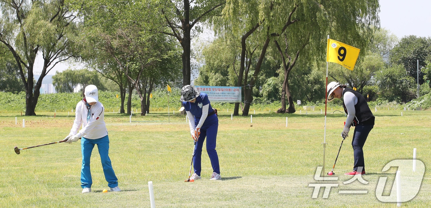 서울 강남구 세곡동 강남탄천파크골프장에서 파크골프를 즐기는 시민들.(기사 내용과 무관함) 2024.6.26/뉴스1 ⓒ News1 임세영 기자