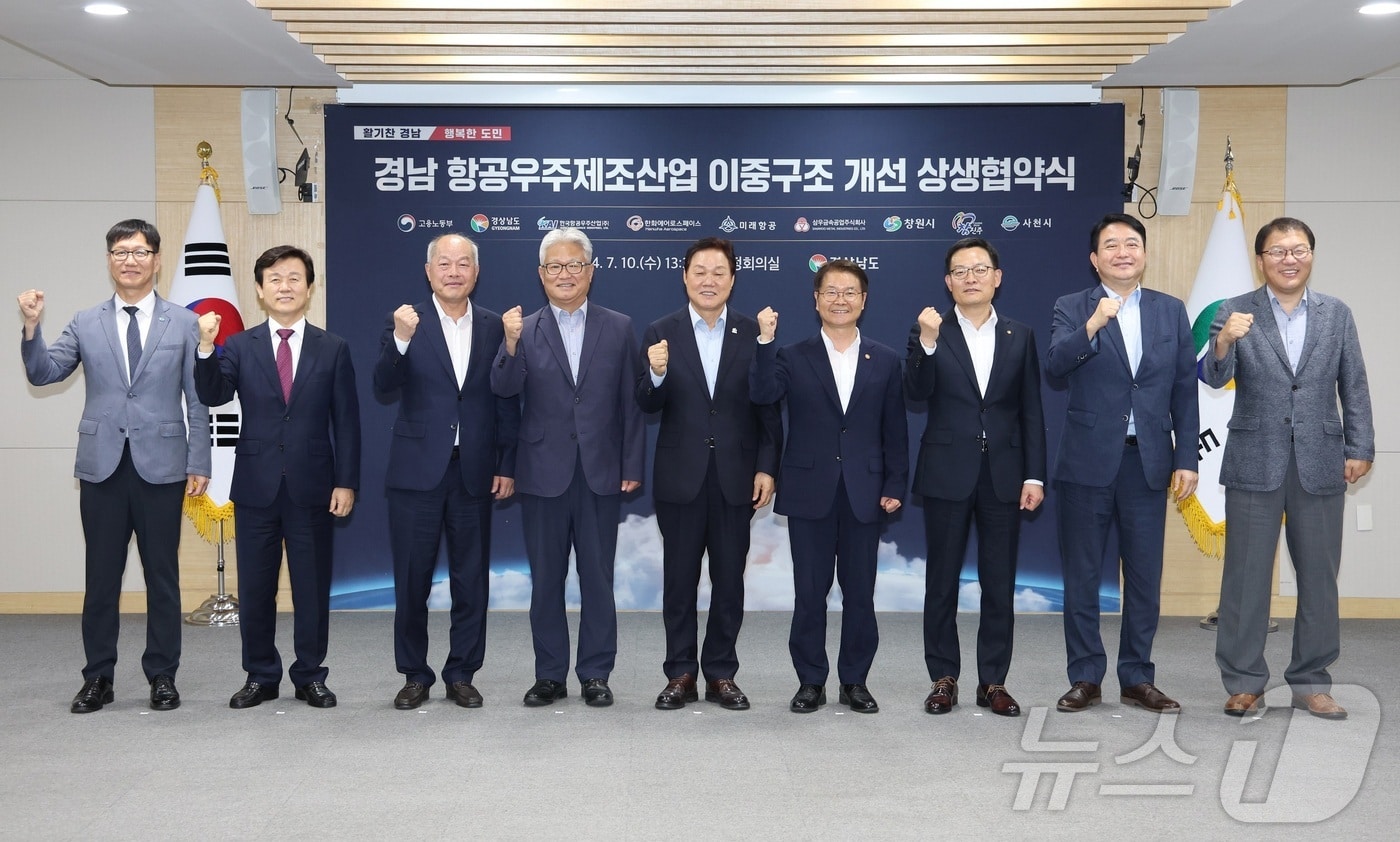 지난 10일 경남도청 도정회의실에서 열린 '항공우주제조산업 상생협약식' (한화에어로스페이스 제공)
