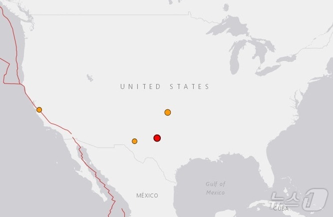 미 텍사스주에서 규모 4.8 지진이 발생했다. &lt;출처=미 지질조사국 홈페이지&gt;