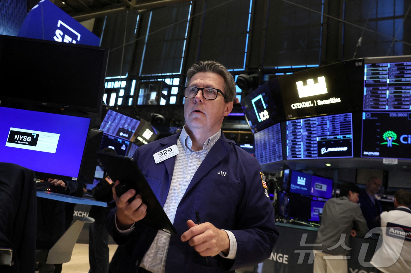 미증시의 한 트데이더. ⓒ 로이터=뉴스1